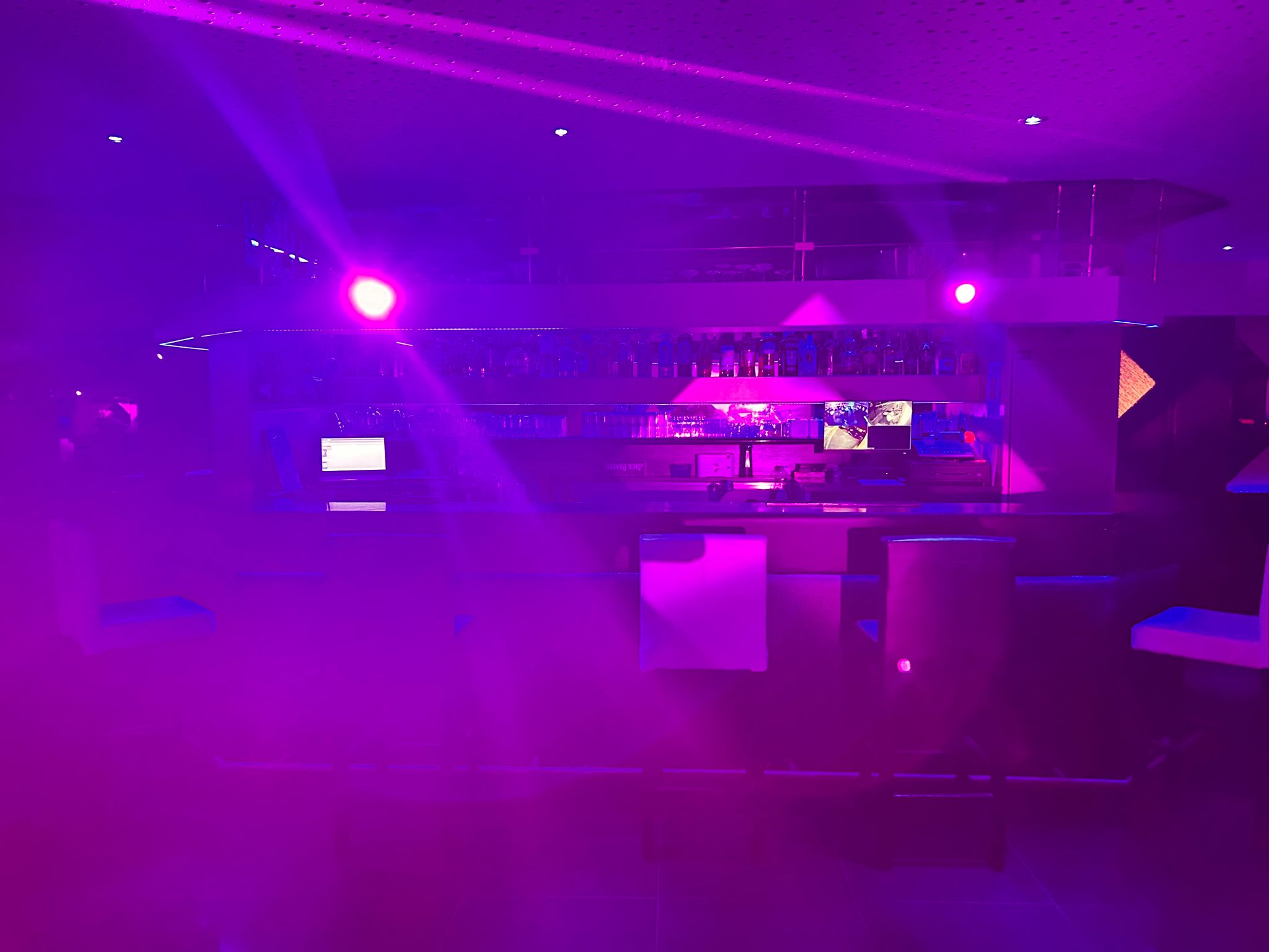 Professional DJ mixer with blue lighting